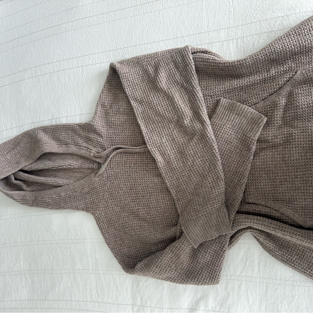 Cozy Taupe Waffle Knit Women's Sweater